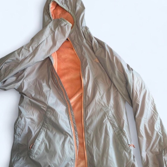 The North Face Jackets & Blazers - The North Face Pitaya Fleece Lined Windbreaker Jacket Gray Orange Hooded y2k